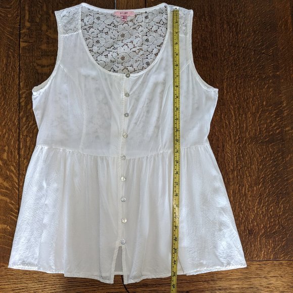 P.S. LOVE White (or Off-White) Lace Sleeveless Button Down Tank Top Small - Picture 13 of 15